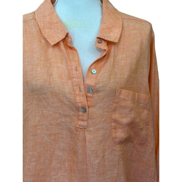 JNY orange/peach linen tunic, 2X, grandma core, layering, coastal, vacation - Picture 4 of 6